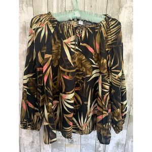 Old Navy Black palm tree long sleeve top XS